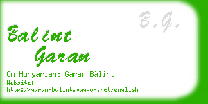 balint garan business card